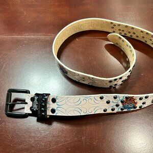 Christian Audigier Vintage Handmade Genuine Leather Belt (Python Logo Effect)